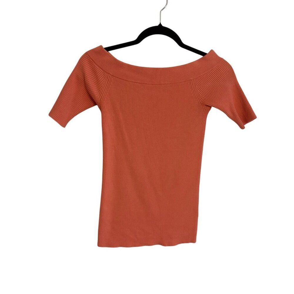 Anthropologie Women XS Coral Ribbed Classic Minuet Off The Shoulder Knit Top - Picture 3 of 10